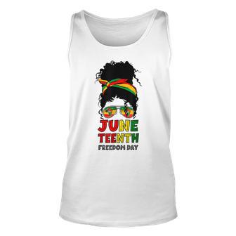 Juneteenth Since 1865 Messy Bun Black Women Freedom Day Unisex Tank Top - Thegiftio UK