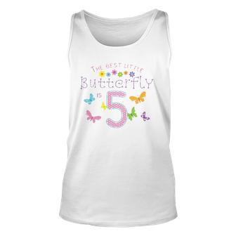 Kids 5Th Fifth Birthday Party Cake Little Butterfly Flower Fairy Tank Top | Mazezy