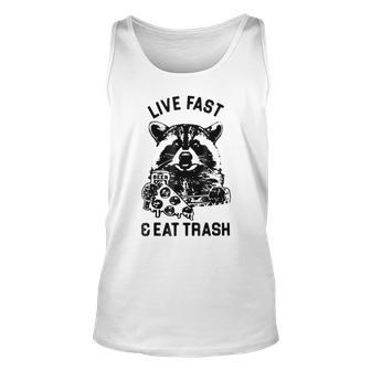 Live Fast Eat Trash Funny Raccoon Hiking Unisex Tank Top - Monsterry UK