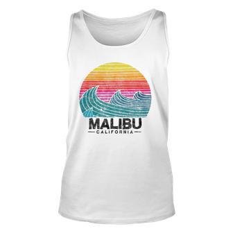 Malibu Los Angeles Waves Beach Retro California Sunset Surf Unisex Tank Top | Mazezy