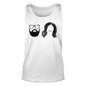 Man With Beard And Glasses With Woman Wavy Hair Unisex Tank Top | Favorety AU