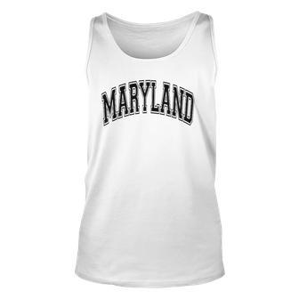 Maryland Varsity Style Text Gray With Black Print Unisex Tank Top | Mazezy