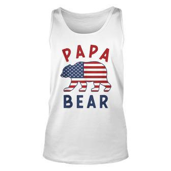 Mens American Flag Papa Bear 4Th Of July Usa Patriotic Dad Unisex Tank Top - Seseable