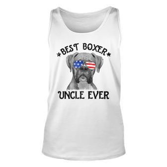 Mens Best Boxer Uncle Ever Dog Dad American Flag 4Th Of July Unisex Tank Top - Seseable