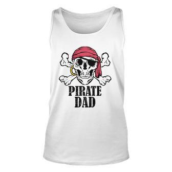 Mens Pirate Birthday Costume Jolly Roger Pirate Dad Unisex Tank Top | Mazezy