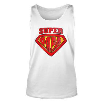 Mens Superhero Super Papa Father Day Dad Gift Unisex Tank Top | Mazezy