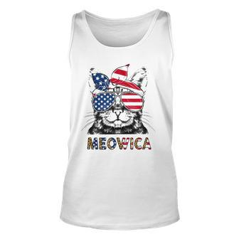 Meowica 4Th Of July Cat American Flag Patriotic Cat Lovers Unisex Tank Top | Mazezy