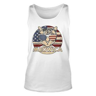 Meowica American Cat 4Th Of July Flag Sunglasses Plus Size Unisex Tank Top | Mazezy