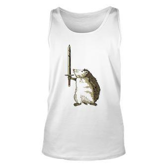 Mighty Hedgehog With Long Sword Unisex Tank Top | Mazezy