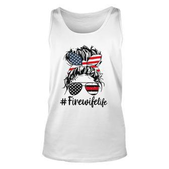 Mom Life And Fire Wife Firefighter Patriotic American Unisex Tank Top | Mazezy