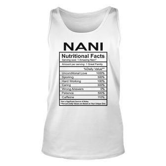Nani Grandma Gift Nani Nutritional Facts Unisex Tank Top - Seseable