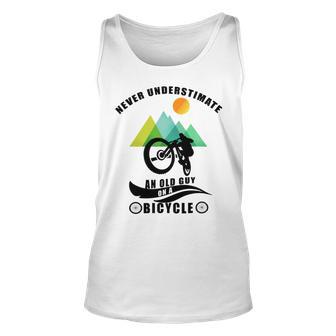 Never Underestimate An Old Guy On A Bicycle Unisex Tank Top | Favorety