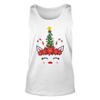 New Christmas Unicorn Face Santicorn Poinsettia Crown Cute V2 Unisex Tank Top | Favorety CA