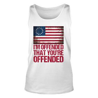 Womens Old Glory Betsy Ross Im Offended That Youre Offended V-Neck Tank Top | Mazezy