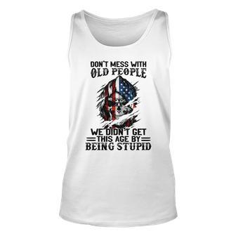 Old People Gag Gifts Dont Mess With Old People Prison Funny Unisex Tank Top - Thegiftio UK