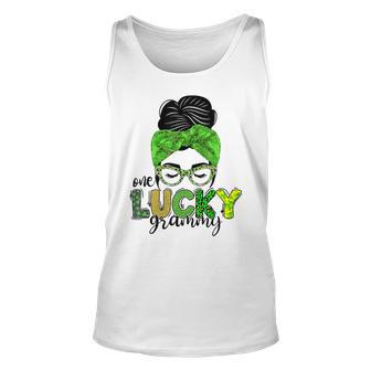 One Lucky Grammy Life Messy Bun St Patricks Day Irish Unisex Tank Top | Favorety DE