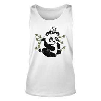 Papa Bear Panda Dad Baby Daddy Tee Cute Fathers Day Gift Unisex Tank Top | Mazezy