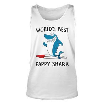 Pappy Grandpa Gift Worlds Best Pappy Shark Unisex Tank Top - Seseable
