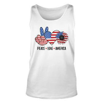 Patriotic 4Th Of July Peace Love America Unisex Tank Top - Seseable