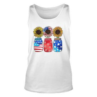 Patriotic Jar Sunflower American Flag Funny 4Th Of July Unisex Tank Top | Mazezy