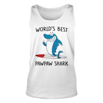Pawpaw Grandpa Gift Worlds Best Pawpaw Shark Unisex Tank Top - Seseable