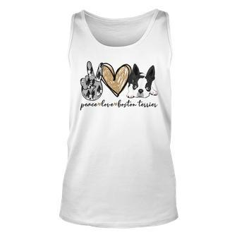 Peace Love Boston Terrier Funny Boston Terrier Lover Dog Mom V2 Unisex Tank Top - Thegiftio UK