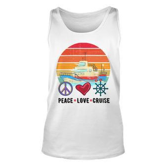 Peace Love Cruising Family Cruise Vacation Matching Gift Unisex Tank Top | Favorety