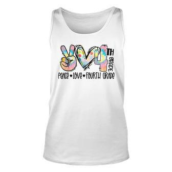 Peace Love Fourth Grade Funny Tie Dye Student Teacher T-Shirt Unisex Tank Top - Seseable