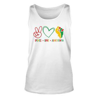 Peace Love Juneteenth Black Pride Freedom Independence Unisex Tank Top | Mazezy