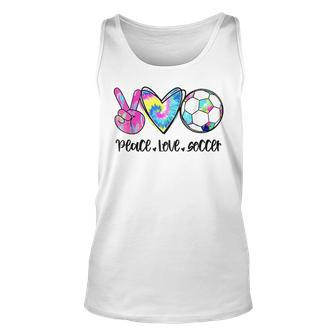 Peace Love Soccer Tie Dye Cute Soccer Lovers V2 Unisex Tank Top - Thegiftio UK