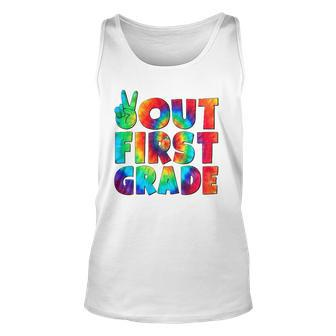 Peace Out First 1St Grade Graduation Last Day Of School Unisex Tank Top | Mazezy