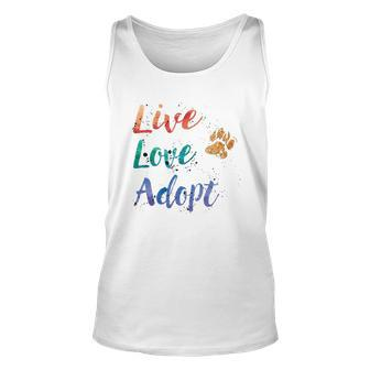 Rescue Dog Gifts Live Love Adopt Unisex Tank Top | Mazezy