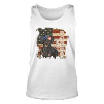 Retro Best Dachshund Dad Ever American Flag 4Th Of July Unisex Tank Top - Seseable