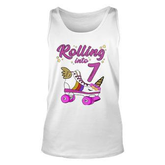 Rolling Into 7Th Birthday Unicorn Roller Skate Party Unisex Tank Top | Mazezy DE