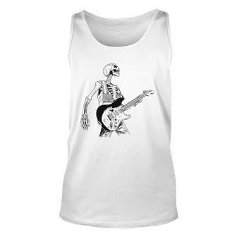 Skeleton Playing Electric Guitar Acoustic Classical Gift Unisex Tank Top | Mazezy