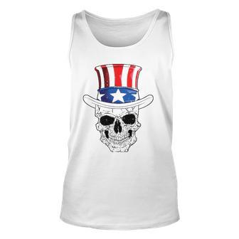 Skull 4Th Of July Uncle Sam American Flag Men Women Unisex Tank Top | Mazezy