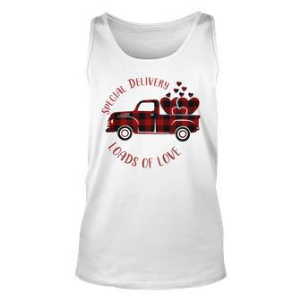 Special Delivery Valentines Car Red Plaid Unisex Tank Top | Favorety