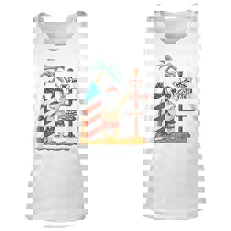 Surfing Santa With Usa Patriotic Surfboard Christmas In July Unisex Tank Top - Thegiftio