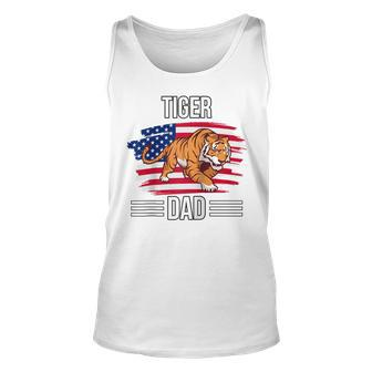 Tiger Us Flag 4Th Of July Fathers Day Tiger Dad Unisex Tank Top - Seseable