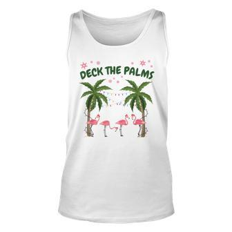 Tropical Christmas Florida Flamingo Deck The Palms Unisex Tank Top - Thegiftio UK