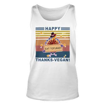 Turkey Happy Thanks Vegan Turkey Vintage Retro Unisex Tank Top | Favorety CA