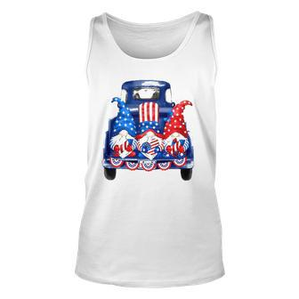 Usa Patriotic Gnomes With American Flag Hats Riding Truck Unisex Tank Top | Mazezy