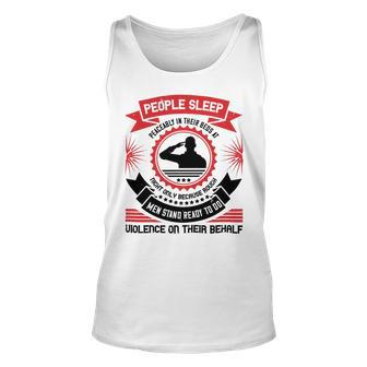 Veterans Day Gifts People Sleep Peaceably In Their Beds At Night Unisex Tank Top - Monsterry