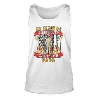 Vintage Fireman Red Line Flag Firefighter Papa Unisex Tank Top | Mazezy