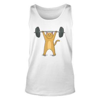 Weightlifting - Cat Barbell Fitness Lovers Gift Unisex Tank Top | Mazezy