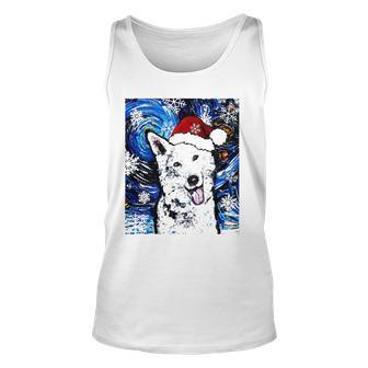 White German Shepherd Santa Starry Night Dog Christmas Unisex Tank Top | Mazezy