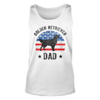 Womens American Flag Golden Retriever Dad 4Th Of July Unisex Tank Top - Seseable