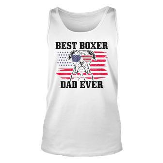 Womens Best Boxer Dad Ever Dog Patriotic 4Th Of July American Flag Unisex Tank Top - Seseable