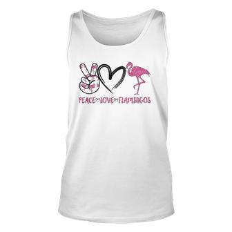 Womens Peace Love Flamingos Funny Flamingo Lover Women Gift Unisex Tank Top | Mazezy