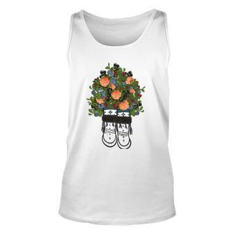 Womens Peach Flower On Boots Lovers Gift Unisex Tank Top | Mazezy